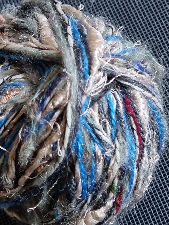 Wool, designer yarn mix, adding accents, being creative, novelty yarn for patchwork, granny square, accessories, hand-wound, vintage wool