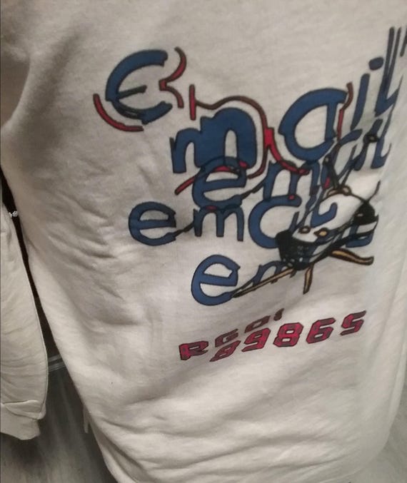 Sale 30% Sweater, sweatshirt, graphic-font-EMAIL, ecru-melange-blue-red-black, Boys,Boys, BIG, Whoopi - Overdress, Vintage