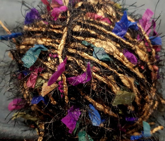 Wool, designer yarn mix, chunky wool, accent yarn/extra-soft novelty yarn/brown tones, papyrus/live, hand-wound, vintage wool