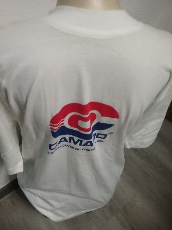 Sale 50% T-shirt, short sleeve, graphic logo, frontside, white-blue-red + pink-blue-red, BIG size, Gender. Vintage, CAMARO, Vintage