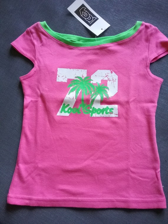 Sale 30% Tank top, sleeveless T-shirt, graphic palm tree number, pink/white/green, girls, cool, vintage
