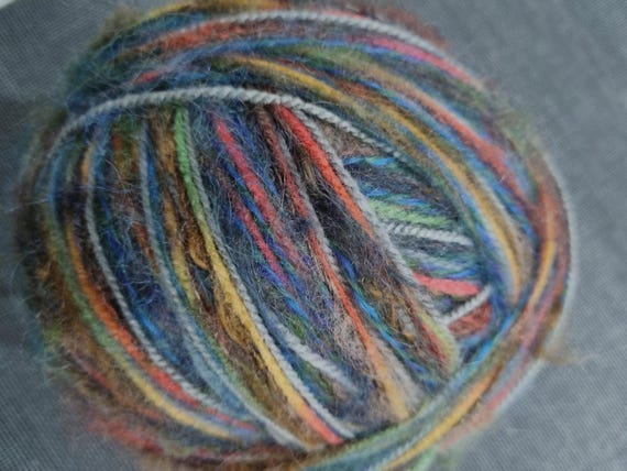 Wool, designer yarn mix, accent yarn/chunky wool/rustic, for colorful tops, large supply, hand-wound, vintage wool