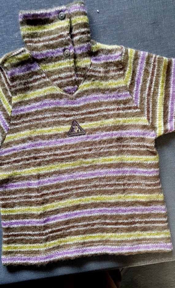 Sale 30% sweater, knitted sweater, POLO, striped, skin-friendly, purple-green-brown-white, 3Pommes by Absorba-KIDS, Gender, Vintage