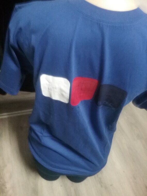 T-shirt, short sleeve, graphic logo. Blue-red-white, round neck, BIG format, unisex, S. Oliver, Vintage