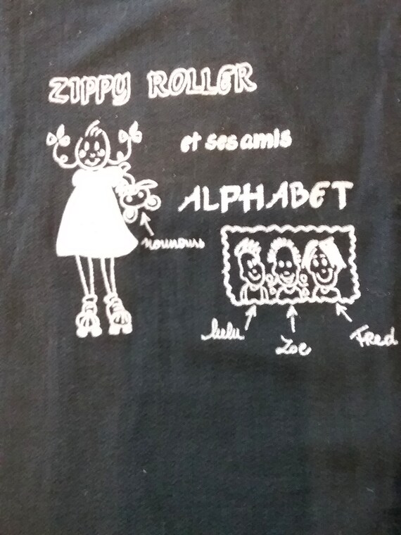 Sale 30% tank top, sleeveless T-shirt, graphic zip-up scooter, Lulu, Zoe, Fred, black and white, side stripes, girls, alphabet, vintage