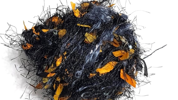 Wool, designer yarn mix, accent yarn/effect yarn/ Papyrus Live, black/red + black/yellow + Kir Royal grey, hand-wound, vintage wool