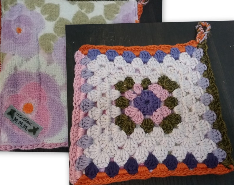 Agarraderas hechas a mano Página 2 Granny Squares con tela, accesorios para el hogar, regalos imagen 2