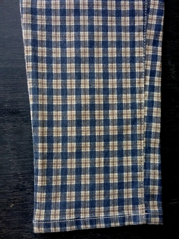 SALE 30% checked trousers, stretch trousers, blue/brown/beige, size information, kids+ adults, gender, S. Oliver, Vintage