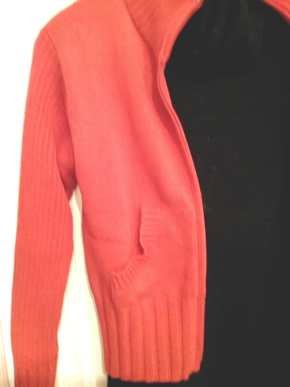 Sale 30% Jacket, Cardigan, orange, cotton, polyacrylic, kangaroo pockets, 164/ S/ 14, please note size chart, Camaro, Vintage