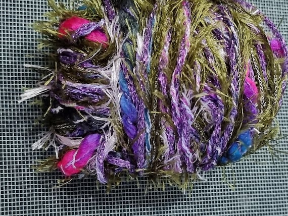 Wool, designer yarn mix, decorative yarn/accent yarn, for stripes, edges, and much more. Mini skeins, various fiber types, hand-wound, vintage wool