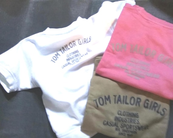 Sale 30% T-Shirt, short sleeve, graphic LOGO-Girls Clothing Industries, 100% cotton, Tom Tailor, Vintage