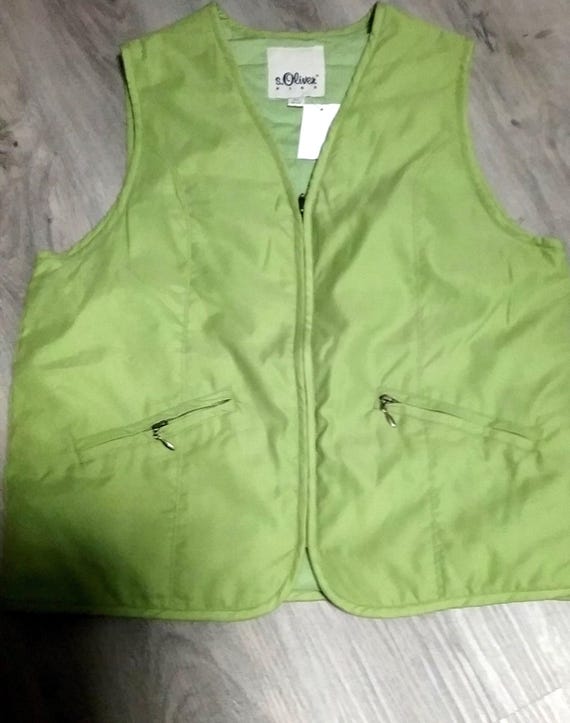 Sale 30% sleeveless vest with pockets, smooth fabric, green, Girls, Women, Girls, S.Oliver, Vintage