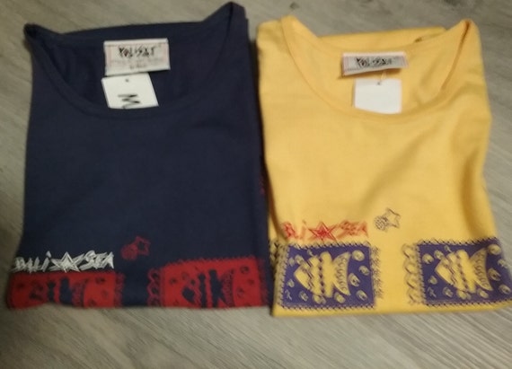 Sale 30% Tank top, sleeveless T-shirt, graphic Bali+Sea, blue-red+yellow-blue, BIG size, custom size, girls-women-girls, Polisat, Vintage