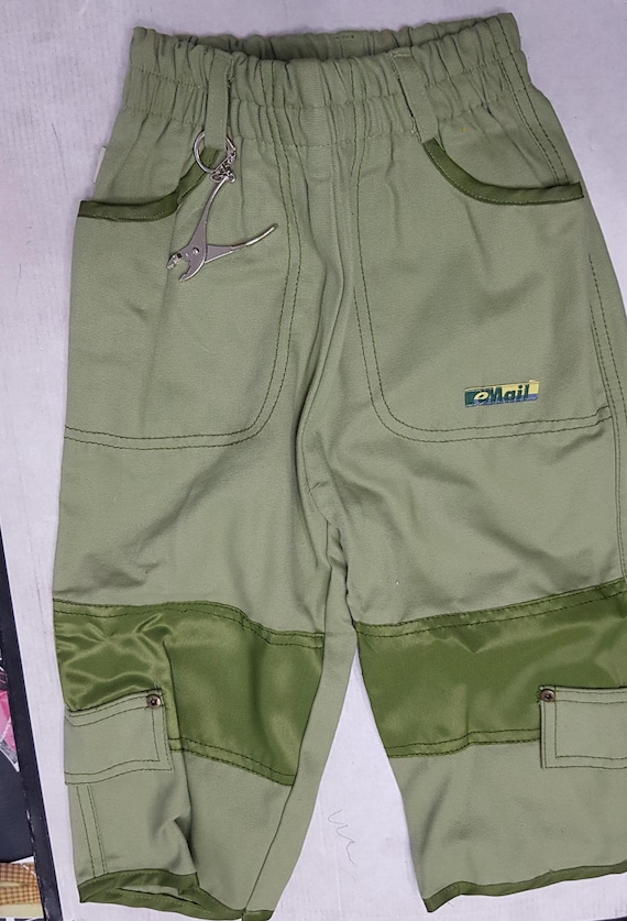 Sale 30% Pants, pull-on pants, checked, denim, cotton, durable, wide fit, green tones, pockets, junior, gender, Peppino, vintage