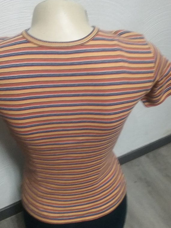 T-shirt, Short Sleeve, Striped, Striped Shirt, Orange-yellow, Ribbed,  Stretchy, KIDS, Unisex, S.oliver, Vintage - Etsy