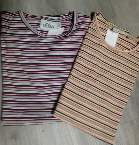 Striped, Shirt, - Black Red, Striped Sleeve, White, Orange, and Short Unisex, S.oliver, Blue, Vintage Etsy White KIDS, Adults T-shirt,