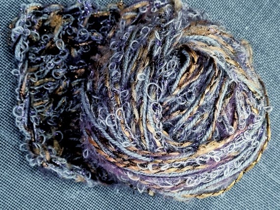 Wool, designer yarn mix, decorative yarn/accent yarn, for stripes, edges, other uses, hand-wound, various fiber types, vintage wool