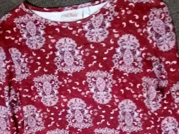 Sale 30% sweater, long-sleeved shirt, all-over print, burgundy-pink-light blue or plain with border, girls, women, girls, S. Oliver, Vintage