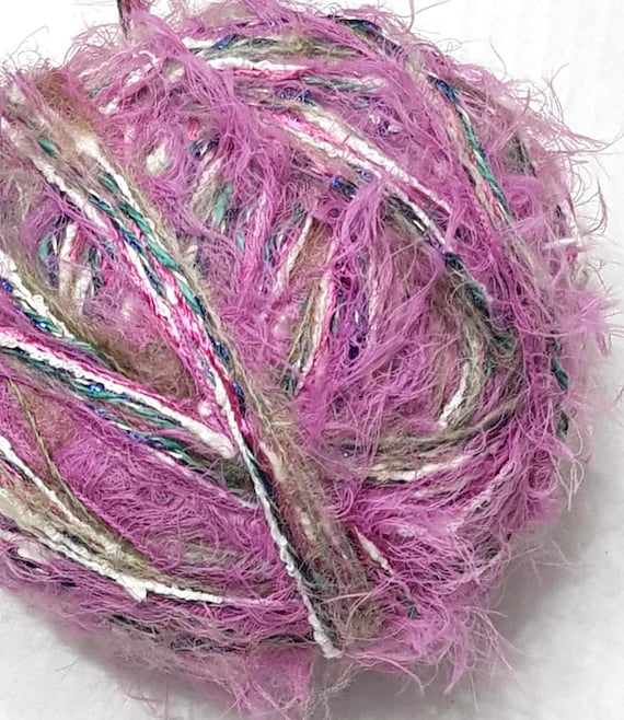 Wool, designer yarn mix, accent yarn/soft effect yarn/pink/heather/tones, other, various fiber types, hand-wound, vintage wool