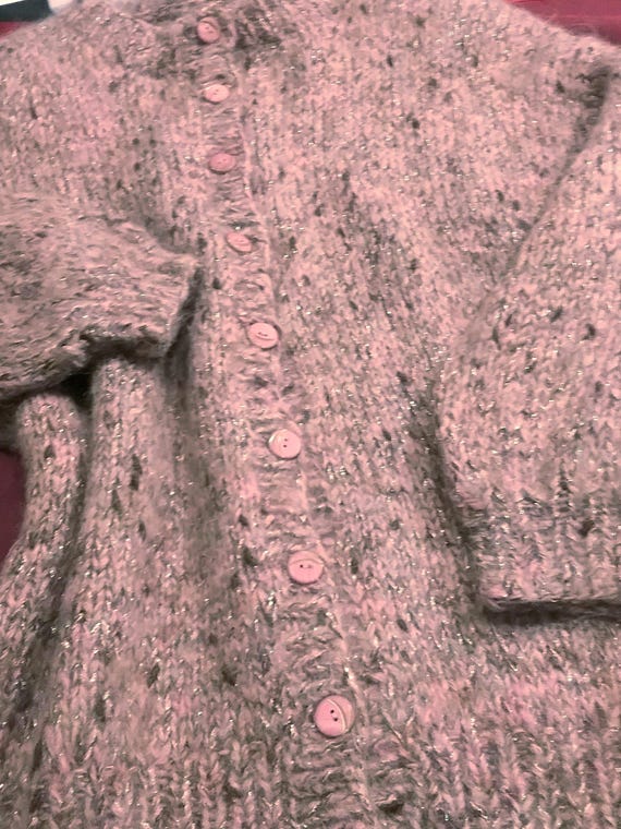 handmade, cardigan, outdoor, rustic, material mix with effects, on size BIG, pink-beige-brown, vintage style