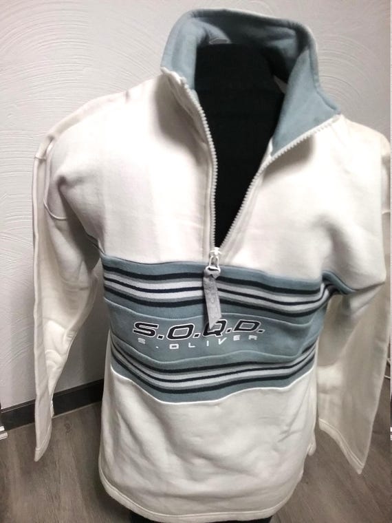 Sale 30% Sweater, sweatshirt, POLO, collar, zipper, chest stripe LOGO, sport, white/grey + black/blue, boys, men, S.Oliver, vintage