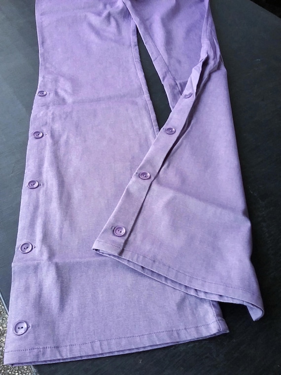 SALE 30% flared trousers, purple, buttoned flare, pockets, zipper, cotton/viscose/elastane, girls, women, Daniela Monti, Vintage