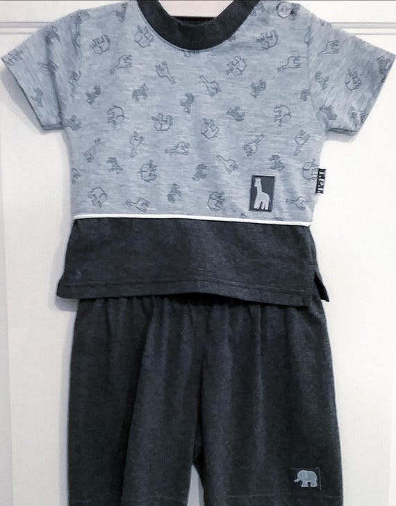 Sale 30% Baby Set, T-shirt + shorts or individually, Safari, grey white, size Baby/KIDS, Gender, T.P.I. del Gado, Vintage