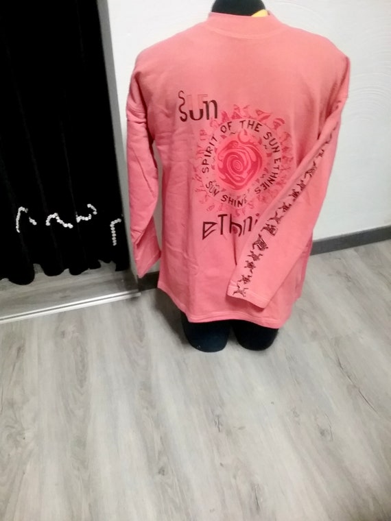 Pulli, Sweatshirt, Grafik- Spirit of Sun, Langarm in pink oder ärmellos in gelb, Baumwolle, BIGFormat, extraweit, unisex, Polisat, Vintage