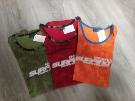 Tanktop, ärmelloses T-Shirt, Grafik-Ocean Surfing, grün, rot, blau, orange, BATIK, Rundhals, Boys, Männer, Jungen, Blue Seven, Vintage