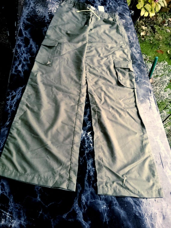 Sale 30%, long trousers, casual pull-on trousers, wide leg, blue + green size information, Young Fashion + Adults, Gender, S. Oliver, Vintage