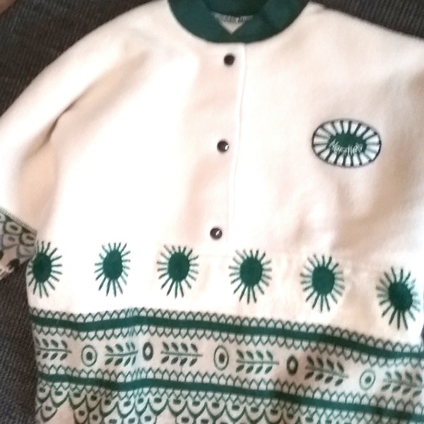 Sweater, overshirt, POLO, outdoor, fleece, white-blue-green, baby + kids, Herzlieb, vintage