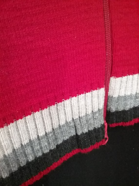 Kapuzenjacke, Hoodie, Bolero, kurze Strickjacke, rot oder orange, Ränder gestreift, one Size, Maßangabe, Vintage Kapuzenjacke, Hoodie, Bolero, kurze Strickjacke, rot oder orange, Ränder gestreift, one Size, Maßangabe, Vintage