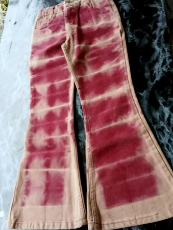 Sale 30% flared trousers, batik, jeans, denim, zipper, snap fastener, 4 pockets, girls, women, young fashion, Tokay, vintage