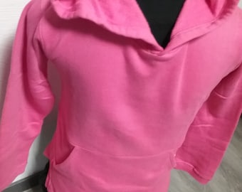 Sweater, hoodie, hooded shirt without drawstring, kangaroo pocket, pink, girls, women, S. Oliver, vintage