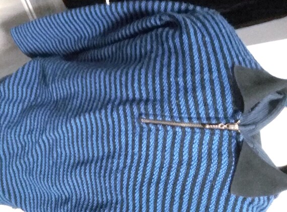 Sale 30% off striped pullover, polo shirt, zip-up, black with blue, men's, women's, gender, secondhand, vintage