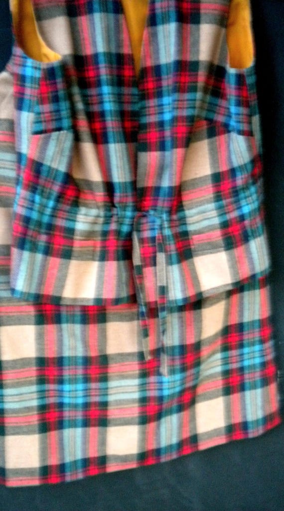 Sale 30% combination/costume, flannel, skirt + sleeveless vest, or individually/ handmade/request measurements, colorful checked, ladies, women, vintage