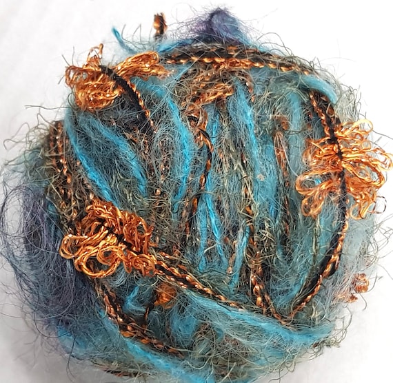 Thick wool, designer yarn mix, decorative yarn/embellishment/accessory, mini skeins, description, various fiber types, hand-wound, vintage wool