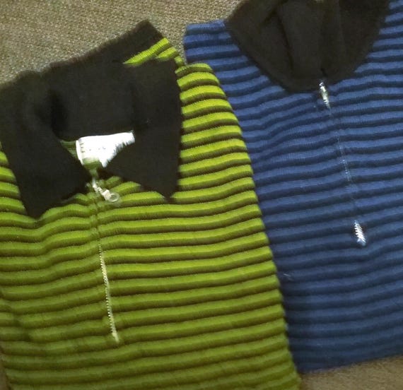 Sale 30% off striped pullover, polo shirt, zip-up, black with blue or green, BIG, secondhand, men's, women's, gender, vintage