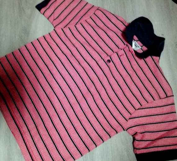 Sale 30% T-shirt, POLO shirt, short sleeve, collar, striped, red-white-blue, buttons, Super BIG, KIDS, Gender, Del Gado, Vintage