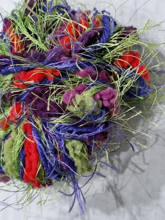 Wool, designer yarn mix, decorative yarn/accent yarn, for stripes, edges, and much more. Mini skeins, various fiber types, hand-wound, vintage wool