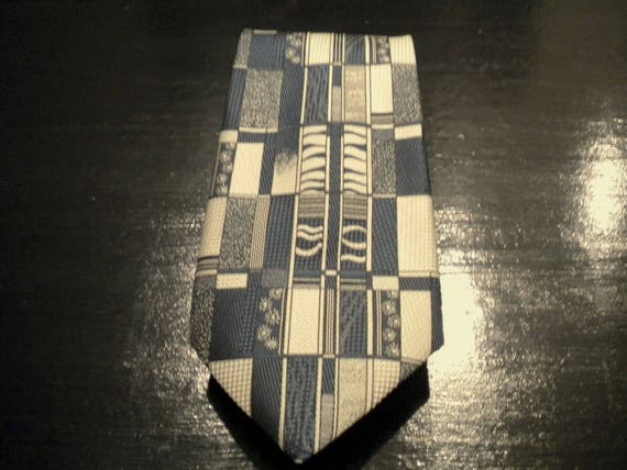 1970s Men's Tie Tie Binder Selection Blue Tones M… - image 1