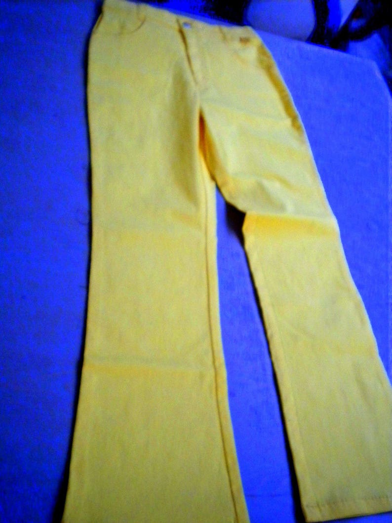 1990s, flared trousers, stretch trousers, girls, teenagers, young fashion yellow, more sizes, please note measurements, vintage image 2