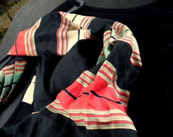 Striped scarf from Grandma Silk artificial silk? pre-war vintage