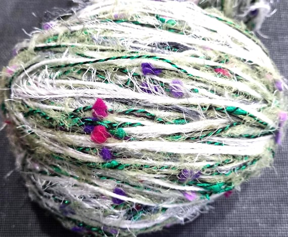 Wool, designer yarn mix, accent yarn/effect yarn/chunky wool for casual tops, accessories, soft fringes, hand-wound, vintage wool