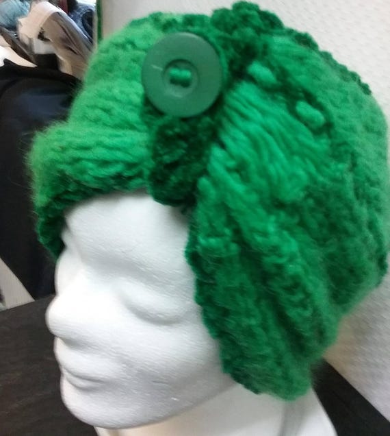 Handmade, turtleneck, multifunctional, green, material mix, unique, wide headband, snood, neck warmer, loop.....