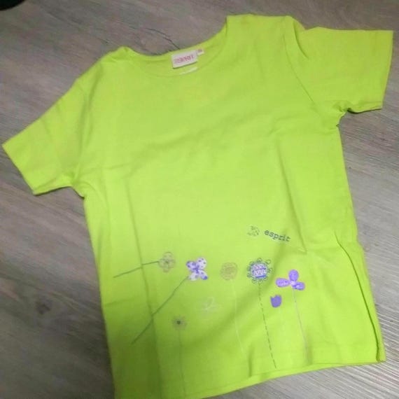 Sale 30% T-shirt, short sleeve, graphic flowers, green-purple, KIDS, girls, Esprit, Vintage