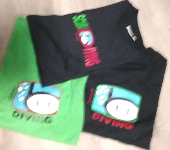 Sale 30% T-shirt, short sleeve, graphic logo front print - Diving+CUBA, navy-green-red-turquoise, crew neck, children's, gender, Esprit, vintage