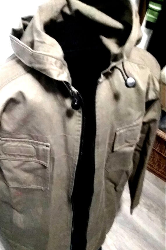 Sale 30% Shirt, Blouse, Overshirt, Hoodie, Hooded Jacket, S. Oliver, Unisex, BIG sizes, L-XL, olive-khaki, Vintage