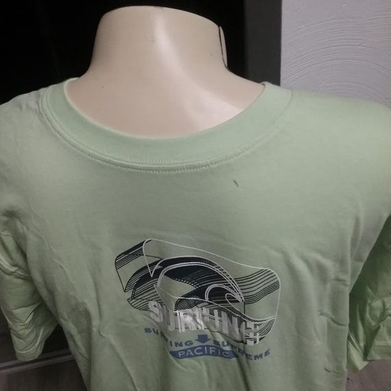 Sale 30% T-Shirt, short sleeve, graphic, brown-orange + green with black, size information, Blue Seven- SUBLINE, Vintage