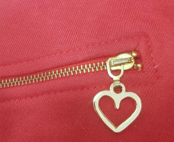 Sale 30% Sweat jacket, cardigan, puff sleeves, red + dark blue, gold heart buttons, slim or loose fit, KIDS, girls, Absorba, vintage